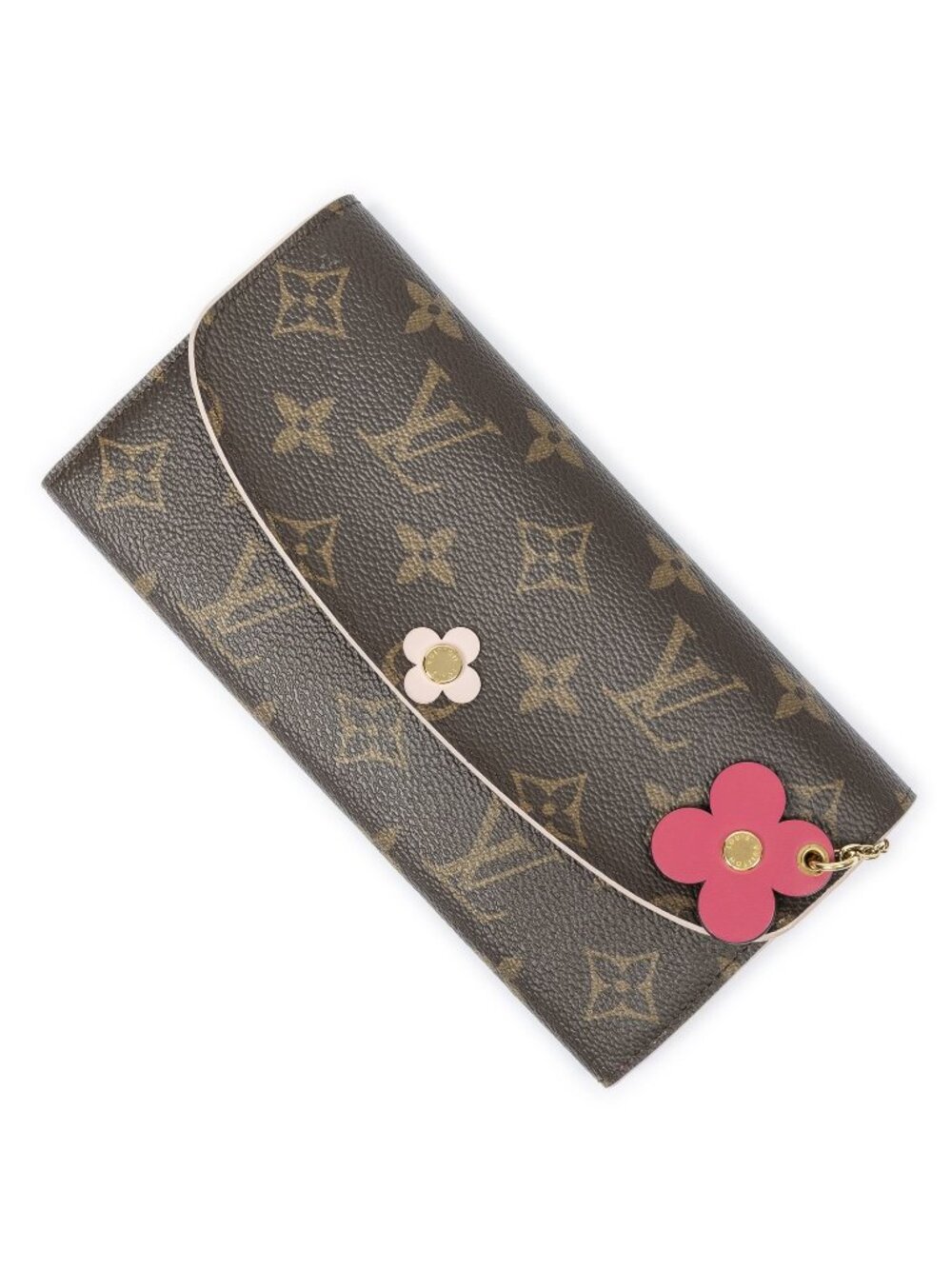 Louis Vuitton Flower Emilie Wallet Brown Pink Monogram Canvas